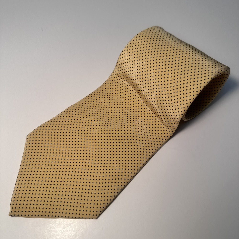 Polo Ralph Lauren Silk Yellow Blue Polka Dot Neck Tie USA Length 56" Width 4"
